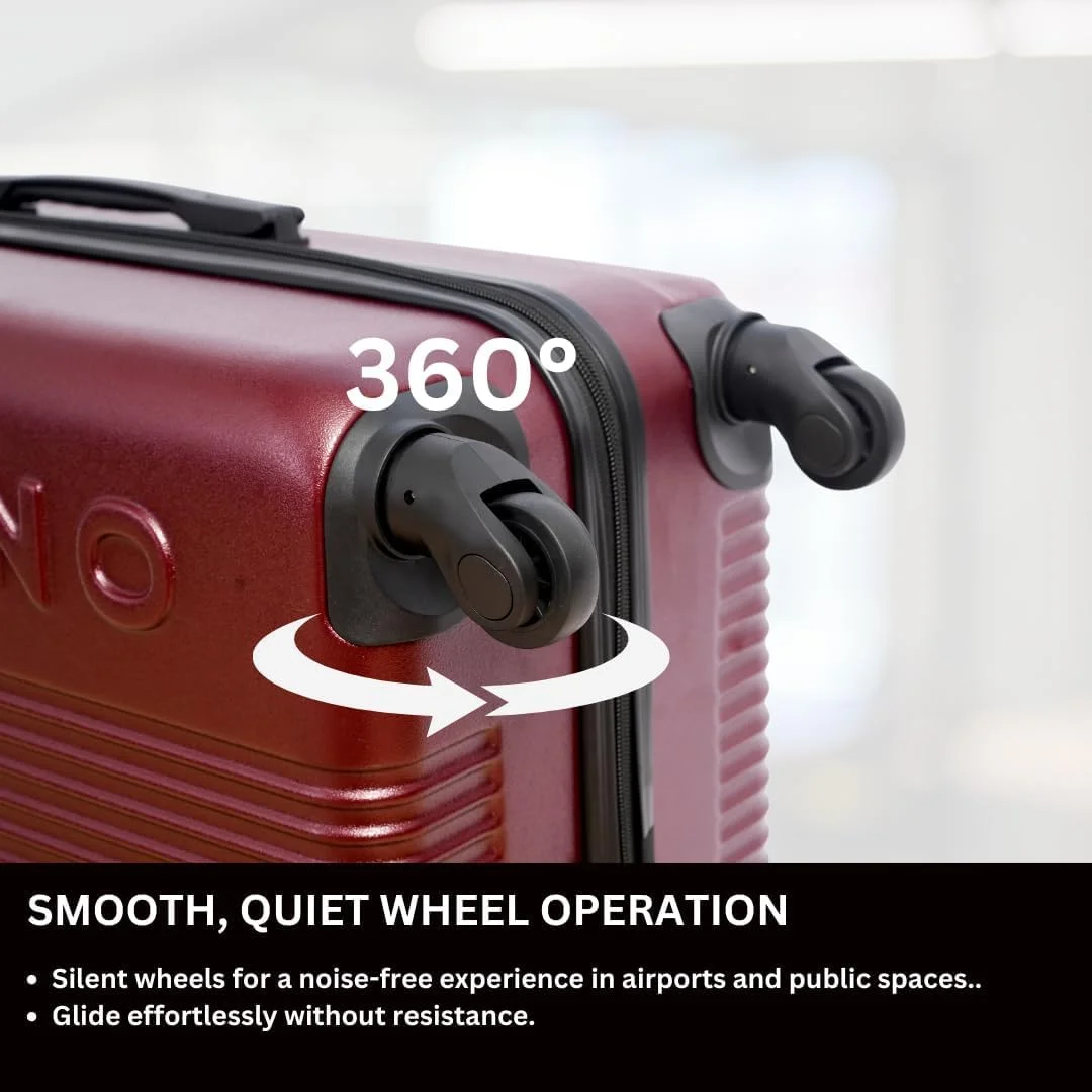 چمدان کابین کوچک چرخ دار جیوردانو سری لوگو، بدنه سخت ABS سبک و بادوام، دارای 4 چرخ، سایز 20 اینچ با قفل 3 رقمی ایمن