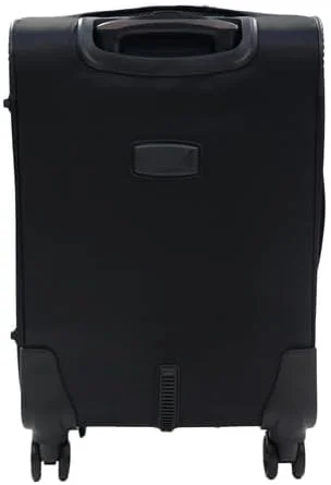 چمدان کابین کوچک سری کازابلانکا جیوردانو، مشکی، نایلون نرم، سبک وزن، بادوام، قابل افزایش حجم، چمدان چرخدار 4 چرخ 20 اینچی با قفل 3 رقمی امن