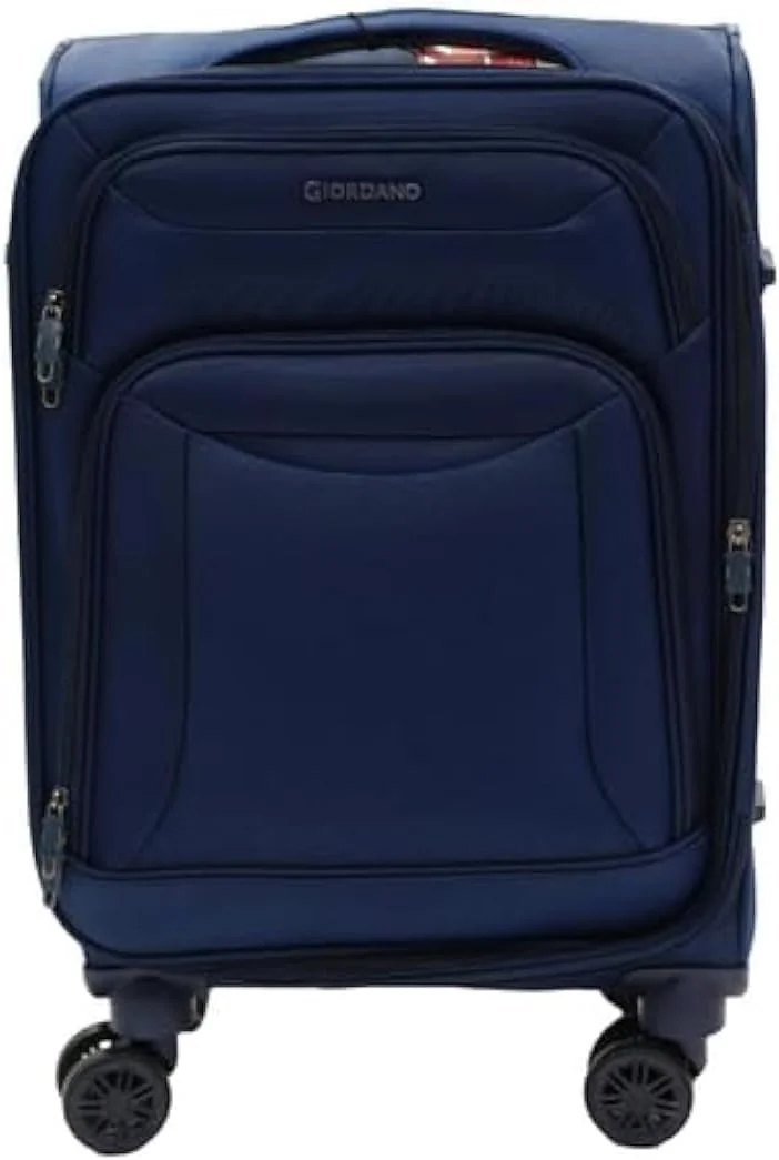 چمدان کابین کوچک سری کازابلانکا جیوردانو، سرمه ای، نایلون نرم، سبک وزن، بادوام، قابل گسترش، 4 چرخ، کیف چرخدار مسافرتی 20 اینچی با قفل 3 رقمی ایمن