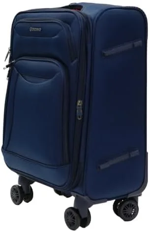 چمدان کابین کوچک سری کازابلانکا جیوردانو، سرمه ای، نایلون نرم، سبک وزن، بادوام، قابل گسترش، 4 چرخ، کیف چرخدار مسافرتی 20 اینچی با قفل 3 رقمی ایمن