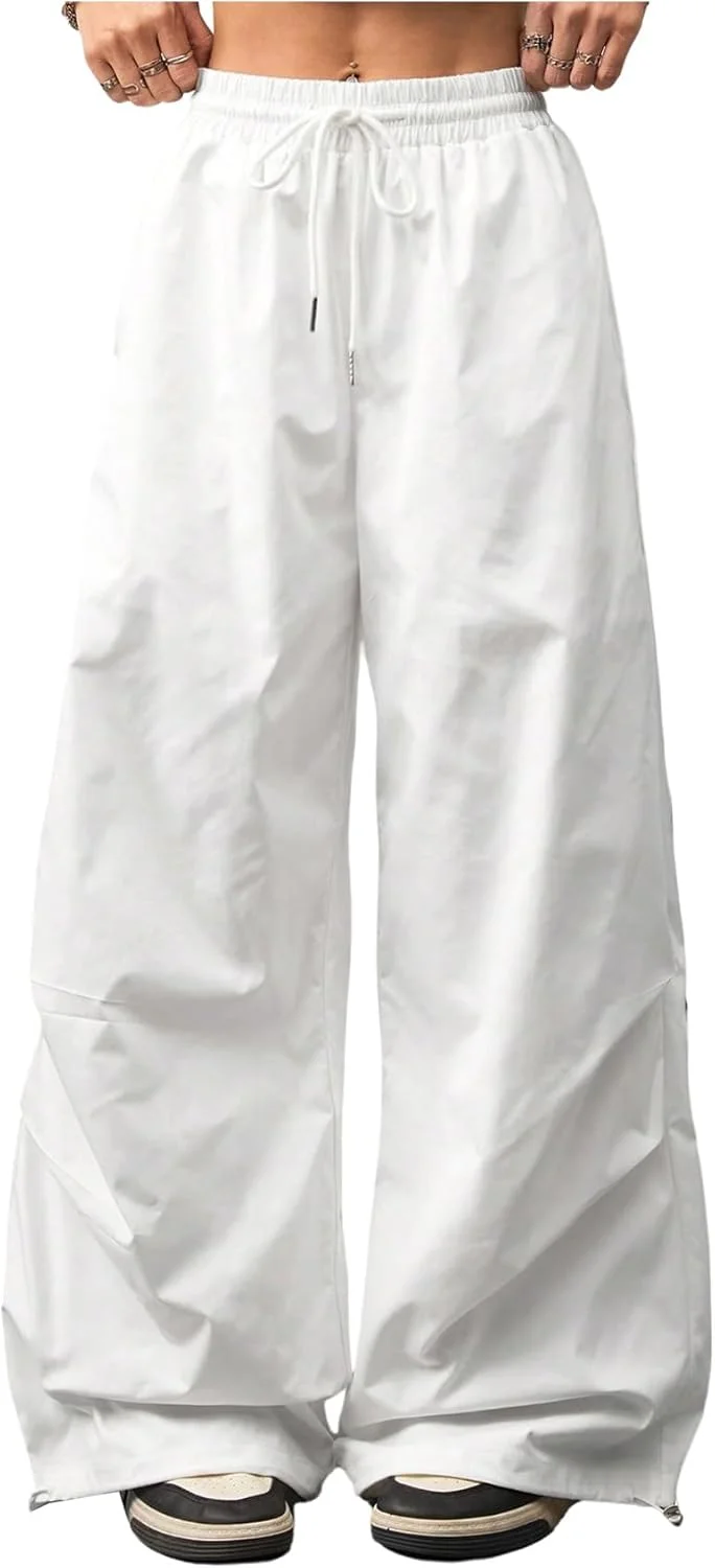 GORGLITTER شلوار زنانه بند دار کمر کشی گشاد پاچه پهن با جیب GORGLITTER شلوار زنانه بند دار کمر کشی گشاد پاچه پهن با جیب