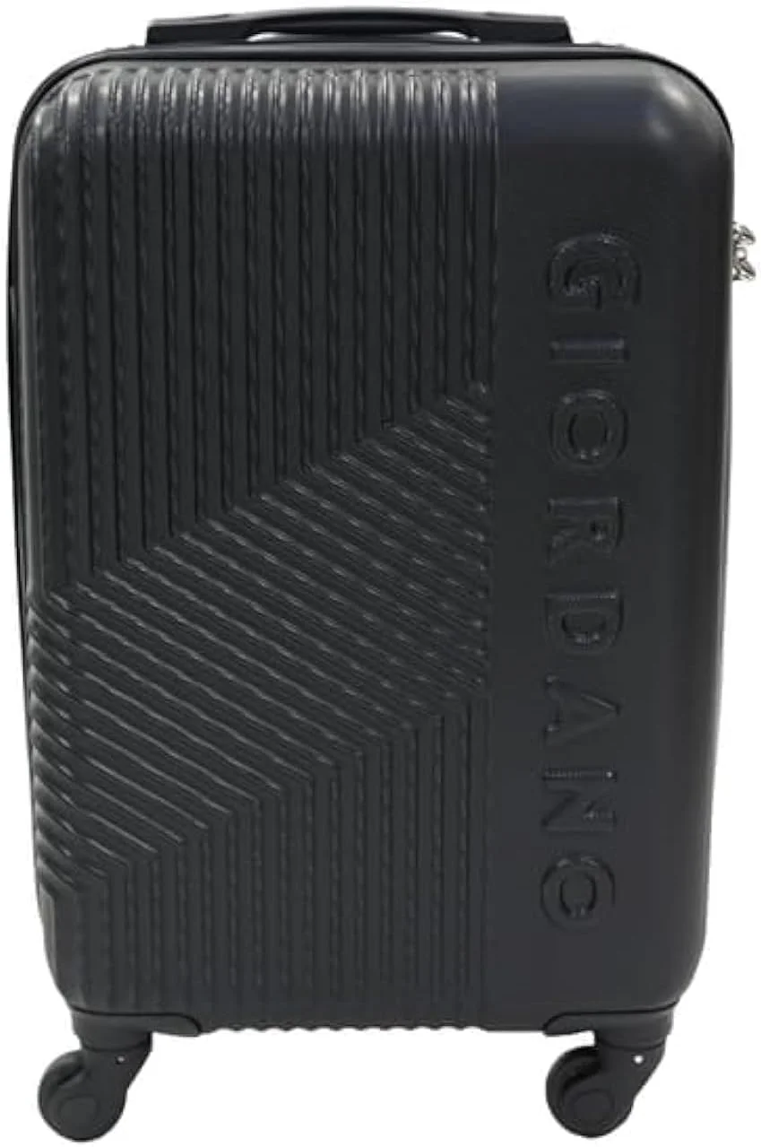 چمدان کابین کوچک مشکی سری لوگو جیوردانو، بدنه سخت ABS، سبک وزن و بادوام، چمدان چرخ دار 20 اینچی با قفل 3 رقمی ایمن