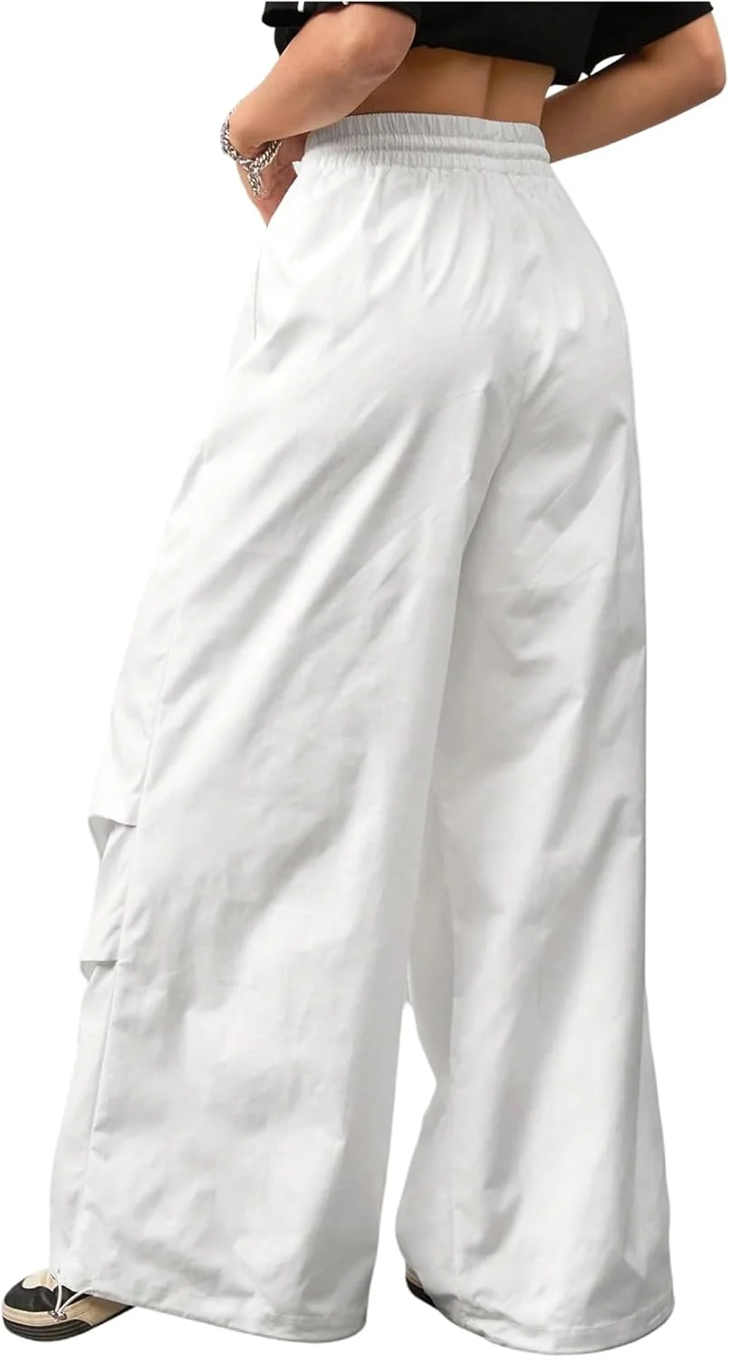 GORGLITTER شلوار زنانه بند دار کمر کشی گشاد پاچه پهن با جیب GORGLITTER شلوار زنانه بند دار کمر کشی گشاد پاچه پهن با جیب