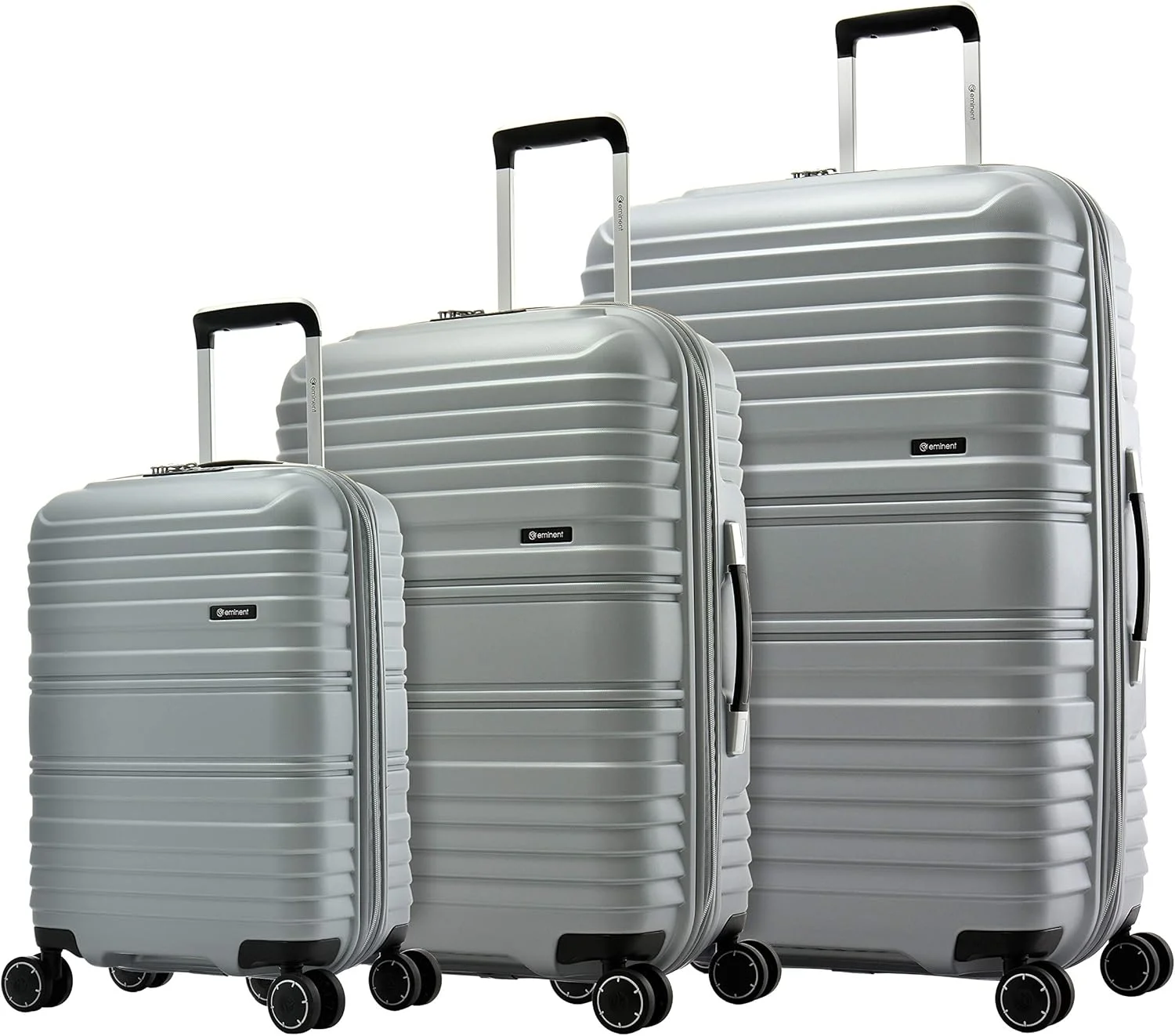 چمدان چرخ‌دار ایمیننت TPO، بدنه سخت، سبک و مقاوم، مناسب سفر، دارای 4 چرخ بی‌صدا با قابلیت چرخش 360 درجه، قفل TSA، دسته تلسکوپی، طراحی مینیمال و مدرن KH16 (ست 3 عددی، نقره‌ای روشن)