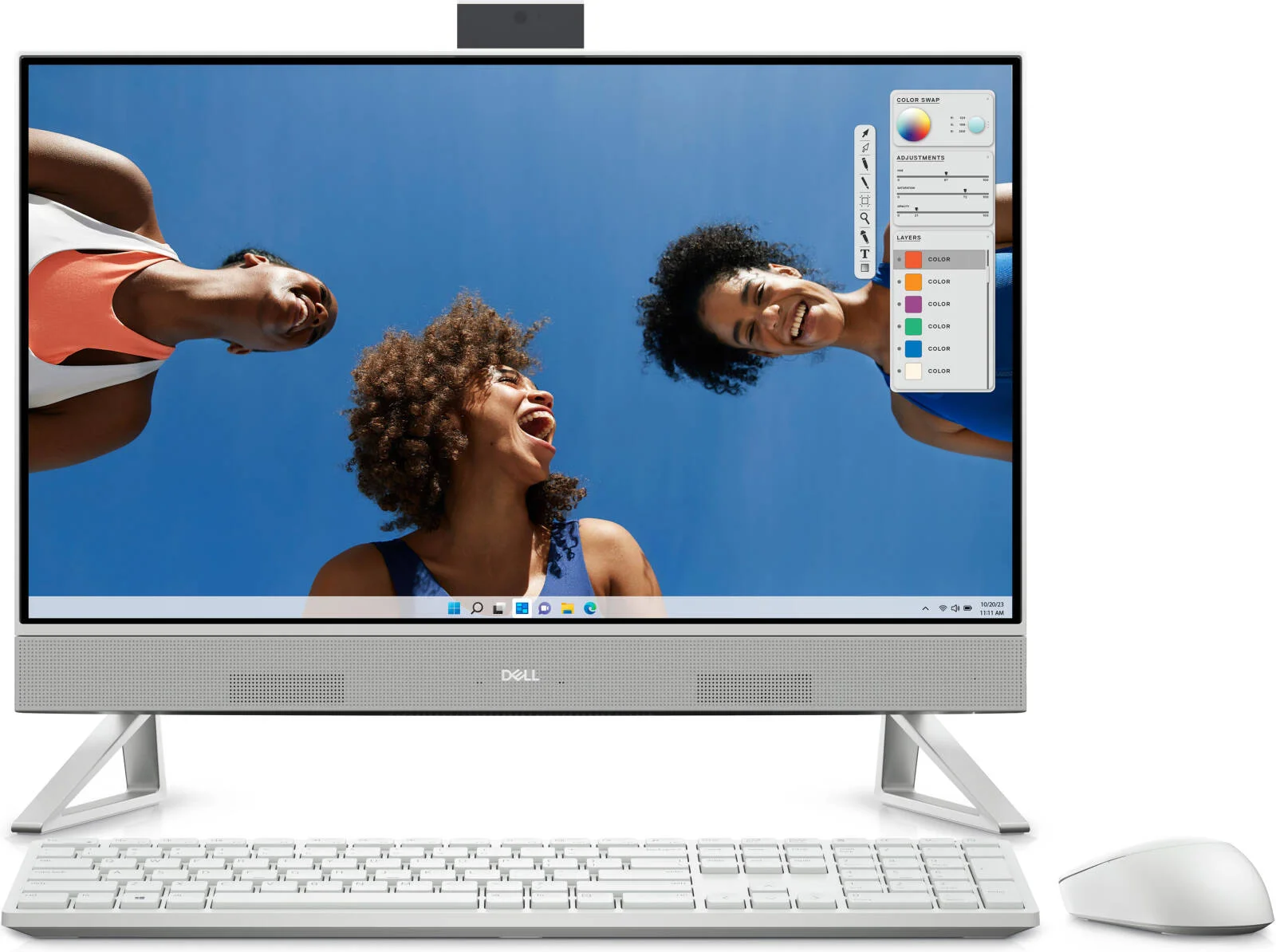 کامپیوتر رومیزی آل این وان Dell Inspiron 5430، صفحه نمایش لمسی 23.8 اینچی FHD InfinityEdge، پردازنده Intel Core 5-120U، رم 16 گیگابایتی، SSD 1 ترابایتی، گرافیک Intel، کیبورد و ماوس بی سیم انگلیسی-عربی، ویندوز 11، سفید | 5430-INS-AIO-1020