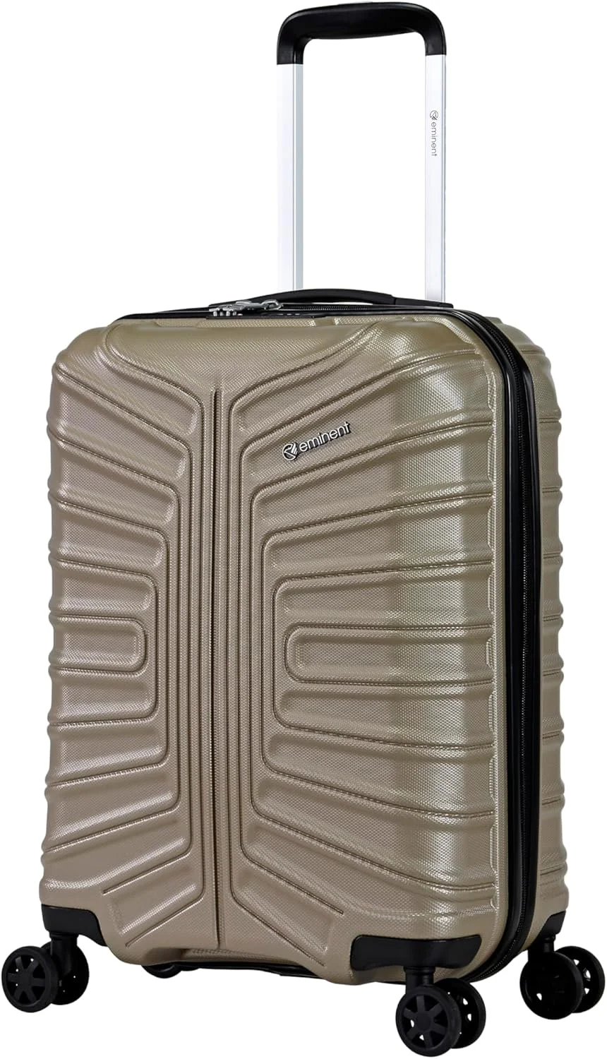 چمدان سخت پوسته امیننت، چرخ دار فوق سبک با قفل ترکیبی مورد تایید TSA و 4 چرخ دوبل 360 درجه بی صدا، KK30 (سایز کابین 20 اینچ، طلایی شامپاینی)