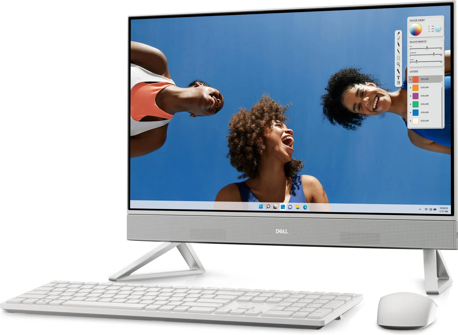 کامپیوتر رومیزی آل این وان Dell Inspiron 5430، صفحه نمایش لمسی 23.8 اینچی FHD InfinityEdge، پردازنده Intel Core 5-120U، رم 16 گیگابایتی، SSD 1 ترابایتی، گرافیک Intel، کیبورد و ماوس بی سیم انگلیسی-عربی، ویندوز 11، سفید | 5430-INS-AIO-1020