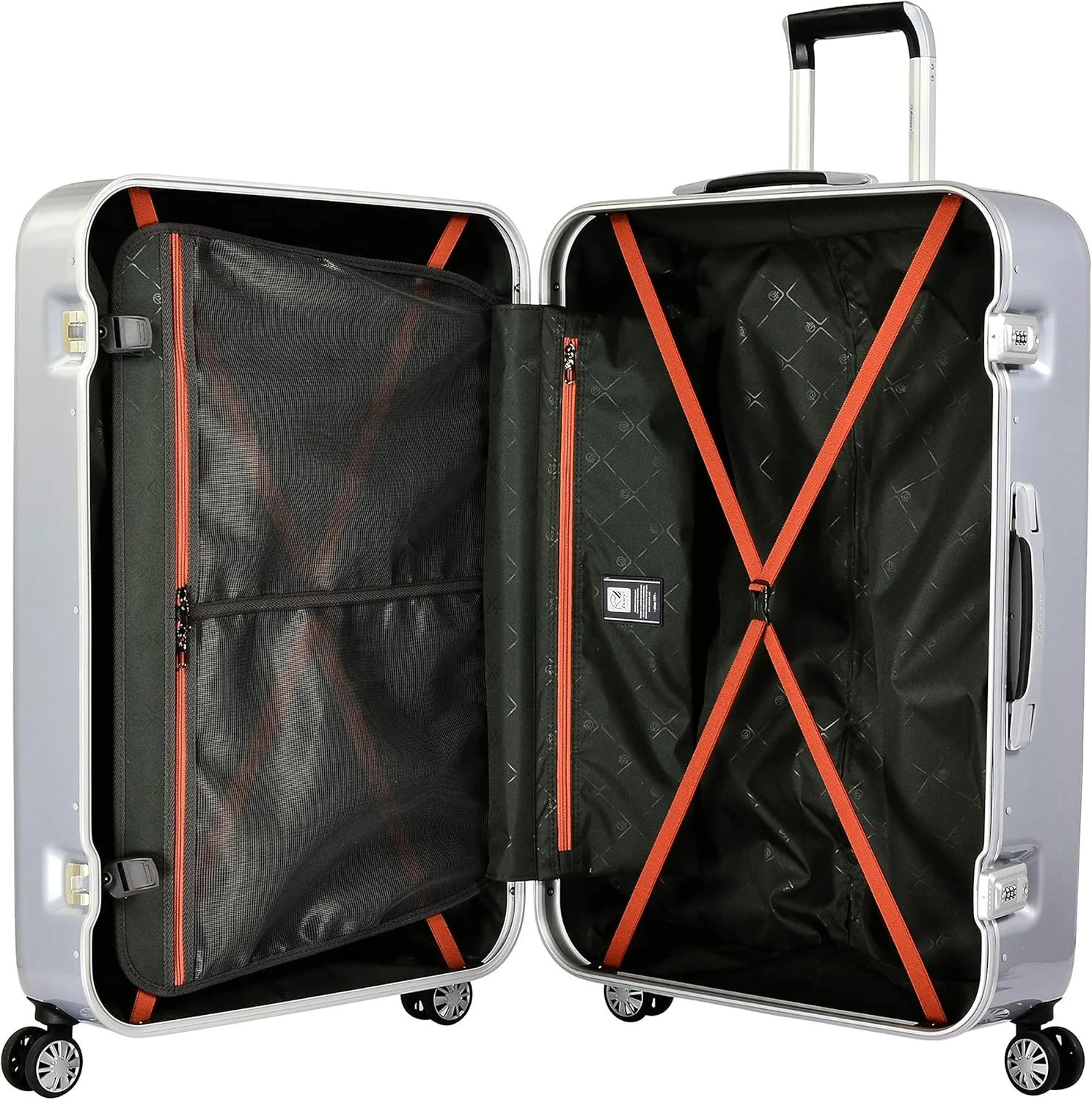 چمدان مسافرتی سبک وزن پلی کربنات ماکرولون ایمیننت مدل Glamorous با چرخ های دوبل و قفل مورد تایید TSA مدل E9L0-Mirror (سایز کابین 20 اینچ، پلاتینیوم)