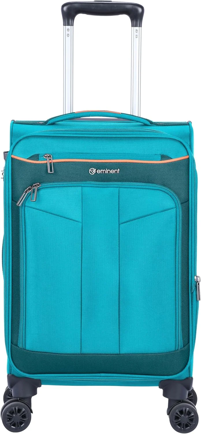 چمدان چرخدار نرم و سبک وزن پلی استر قابل گسترش ایمیننت مدل E788SZ با 4 چرخ دوبل گردان و قفل TSA سه رقمی (سایز کابین 20 اینچ، سبز)
