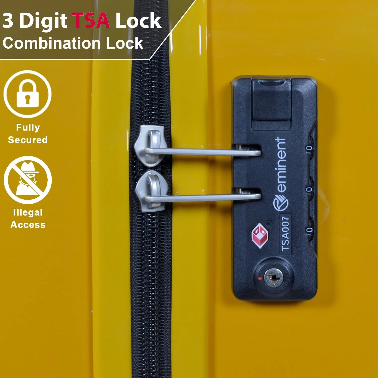 چمدان چرخ دار سخت پوسته یونی‌سکس امیننت ماکرولون سبک وزن با 4 چرخ دوبل اسپینر 360 درجه بی صدا و قفل TSA مدل KG18 (چمدان سایز بزرگ 28 اینچ، زرد غروب آفتابی)