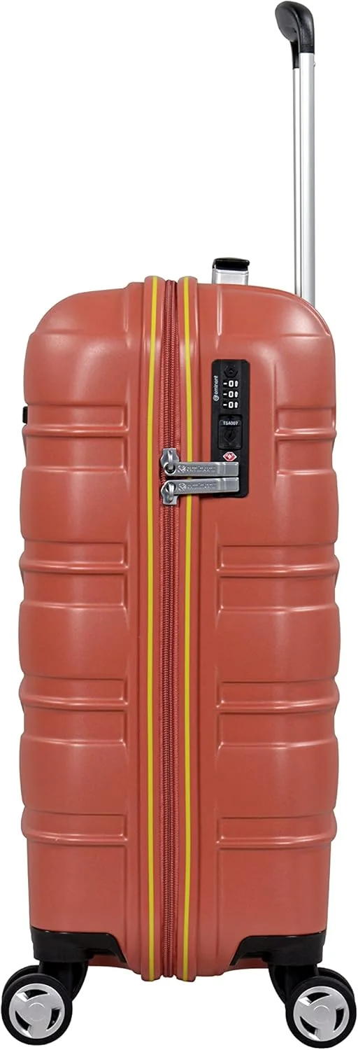 چمدان سخت پوسته پلی کربنات سبک وزن و جذاب ایمیننت ماکرولون با 4 چرخ دوبل اسپینر 360 درجه بی صدا و قفل مورد تایید TSA مدل KJ95 (سایز کابین 20 اینچ، قرمز آجری)