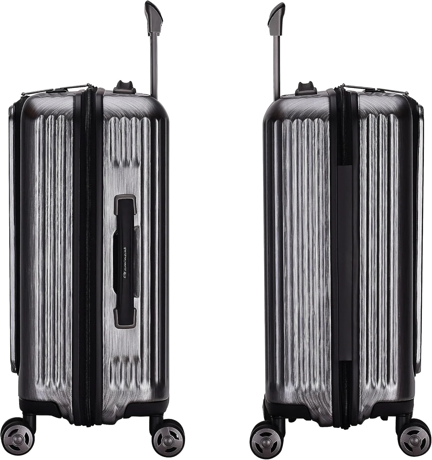 چمدان کابین تجاری سخت پوسته امیننت آلفرد با بارگیری از جلو، ترولی با قفل ترکیبی دو طرفه TSA و پورت USB، KK50B (سایز کابین 20 اینچ، نقره ای برس خورده تیره)