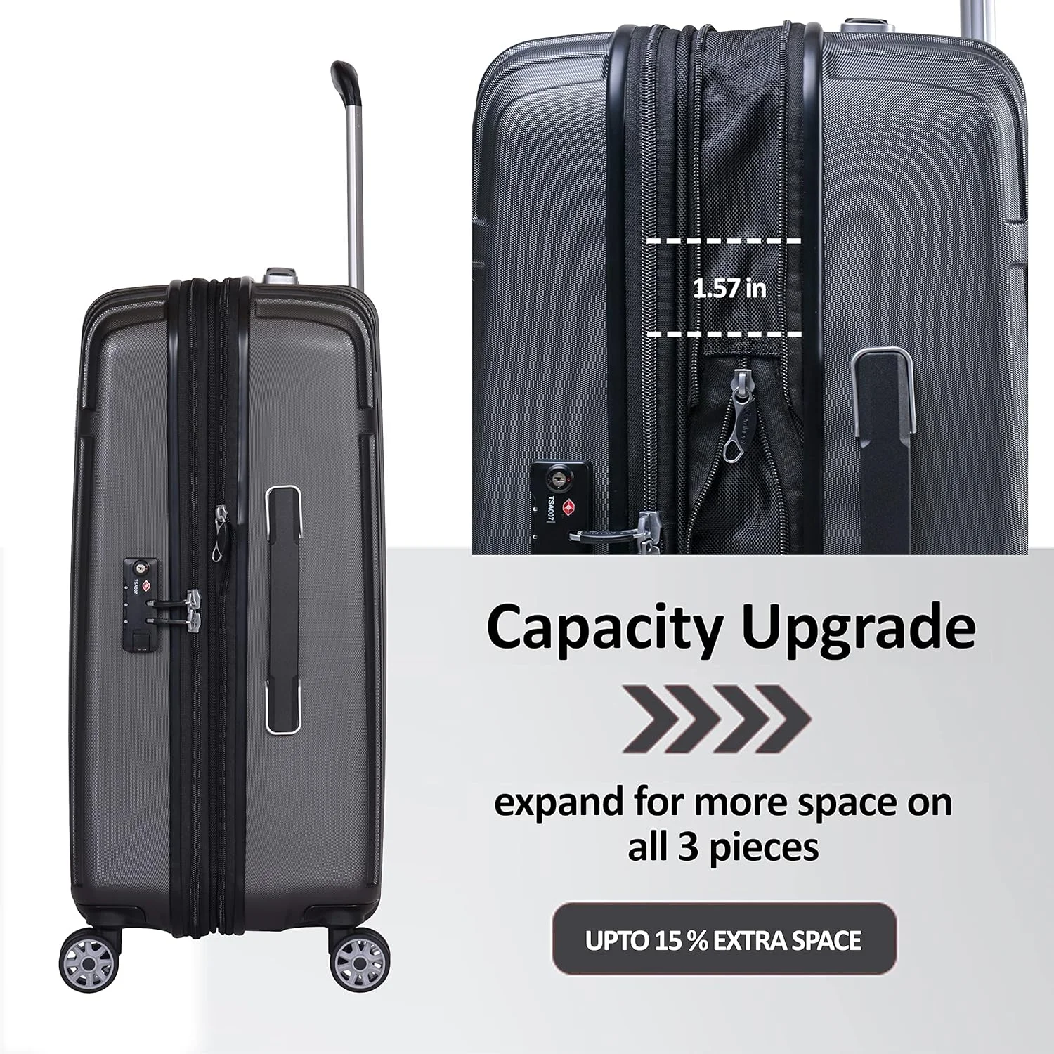 چمدان کابین سایز 20 اینچ ایمیننت – بدنه سخت سبک وزن، قابل افزایش حجم با قفل TSA و چرخ های دوبل چرخشی مدل KG82