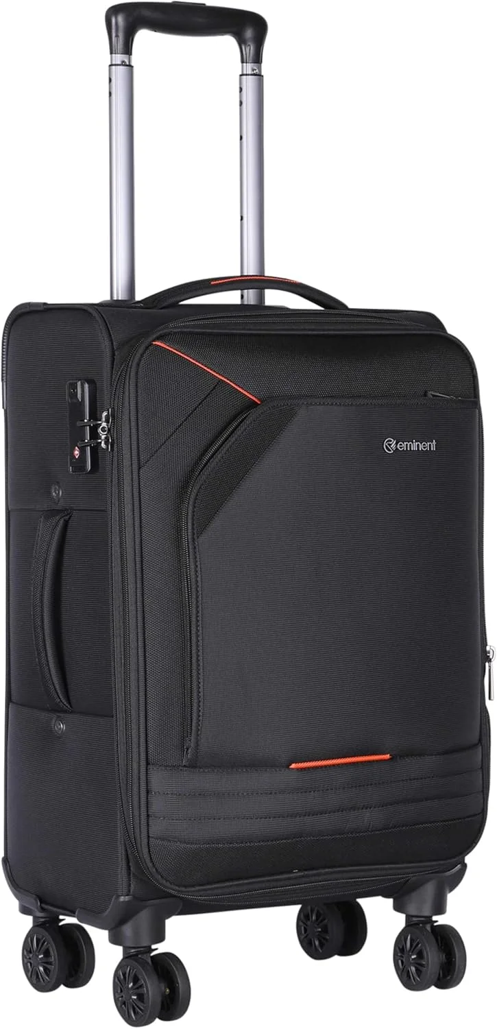 چمدان چرخدار نرم و سبک وزن یونی‌سکس ایمیننت، قابل افزایش حجم، دارای 4 چرخ دوبل گردان، زیپ ایمن، مدل E777SZ (سایز کابین 20 اینچ، مشکی)