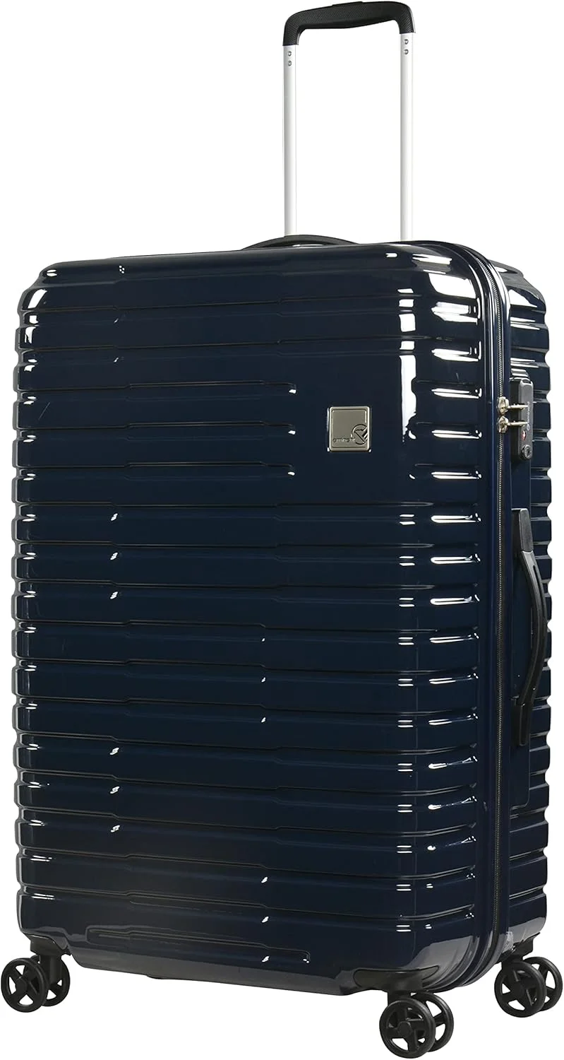 چمدان چرخ دار سخت پوسته یونی‌سکس ایمیننت، سبک وزن ماکرولون، 4 چرخ دوبل اسپینر 360 درجه بی صدا با قفل TSA مدل KH53-آینه (چمدان سایز بزرگ 28 اینچ، آبی لاجوردی)
