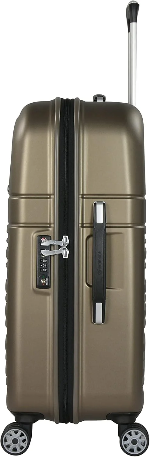 چمدان سخت بدنه پلی کربنات ماکرولون سبک وزن ضد خش با 4 چرخ دوبل بی صدا قفل TSA مدل KF91 (چمدان سایز متوسط 24 اینچ، قهوه ای)