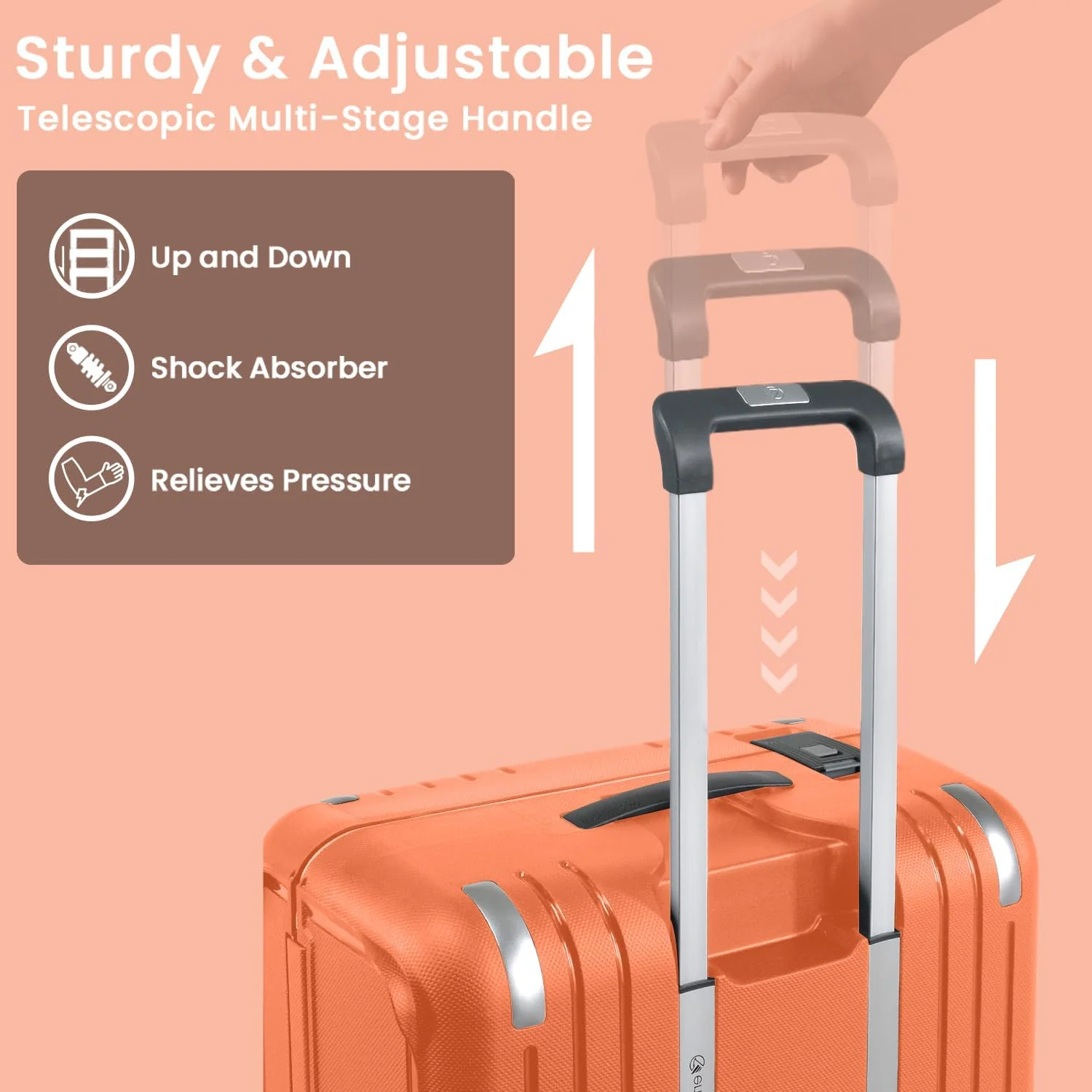 چمدان کابین سایز 20 اینچ ایمیننت - ست چمدان هارد کیس پلی پروپیلن با 4 چرخ دوبل اسپینر و قفل TSA (سایز کابین 20 اینچ، نارنجی)