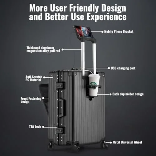 چمدان کابین بادوام با بدنه سخت - چمدان مسافرتی سبک وزن 20 اینچی با چرخ های اسپینر، طراحی قابل گسترش و کیف ترولی شیک برای سفرهای کاری یا تفریحی