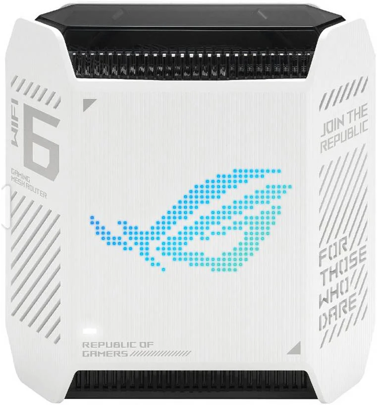روتر گیمینگ مش وای‌فای 6 سه بانده ASUS ROG Rapture GT6، پورت 2.5 گیگابیتی، پردازنده سه هسته‌ای 1.7 گیگاهرتزی، فناوری OFDMA و MU-MIMO، پشتیبانی از کانال‌های 160 مگاهرتزی، بسته‌ی 2 عددی B-1-PK، سفید | 90IG07F0-MU9A30