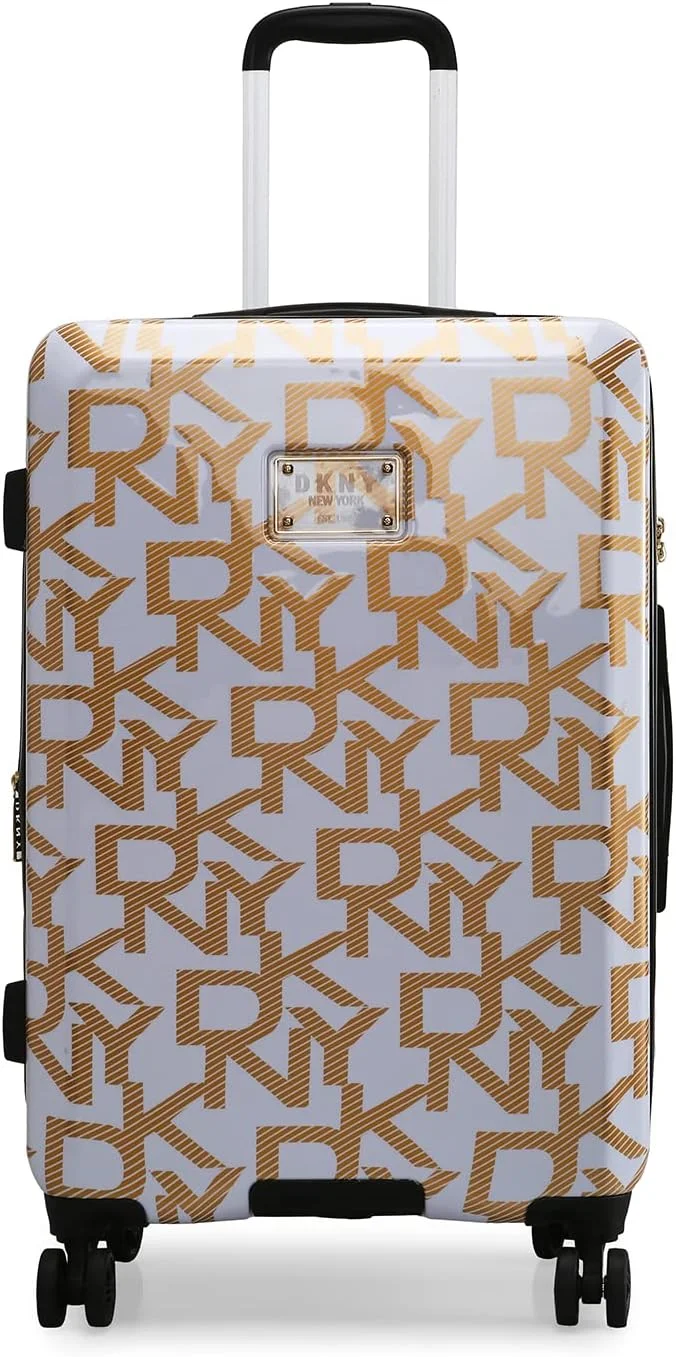 چمدان چرخدار سخت DKNY Deco Signature با رنگ سفید و طلایی و جنس ABS/PC (سفید/طلایی، سایز 24 اینچ)