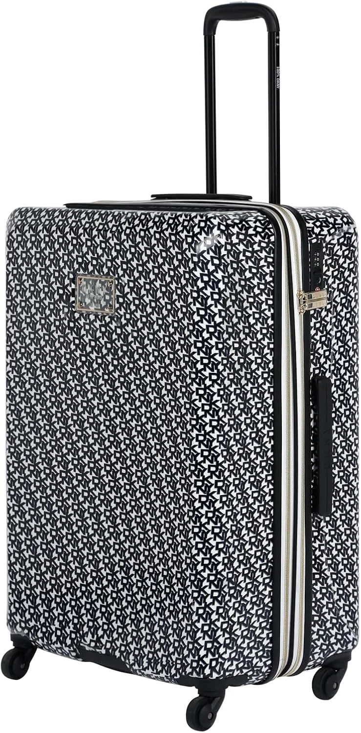 چمدان چرخشی سبک وزن DKNY SIGNATURE HS با قفل TSA (سفید/مشکی، سایز 28 اینچ)