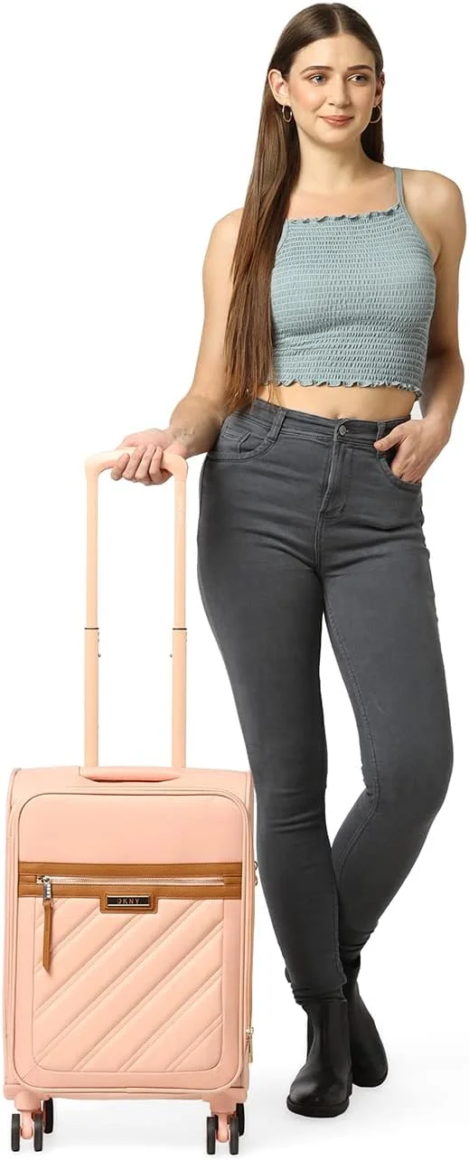 چمدان چرخ‌دار سبک وزن DKNY SWEET DREAMS، یک تکه، با قفل TSA (شکوفه هلو، سایز 20 اینچ)