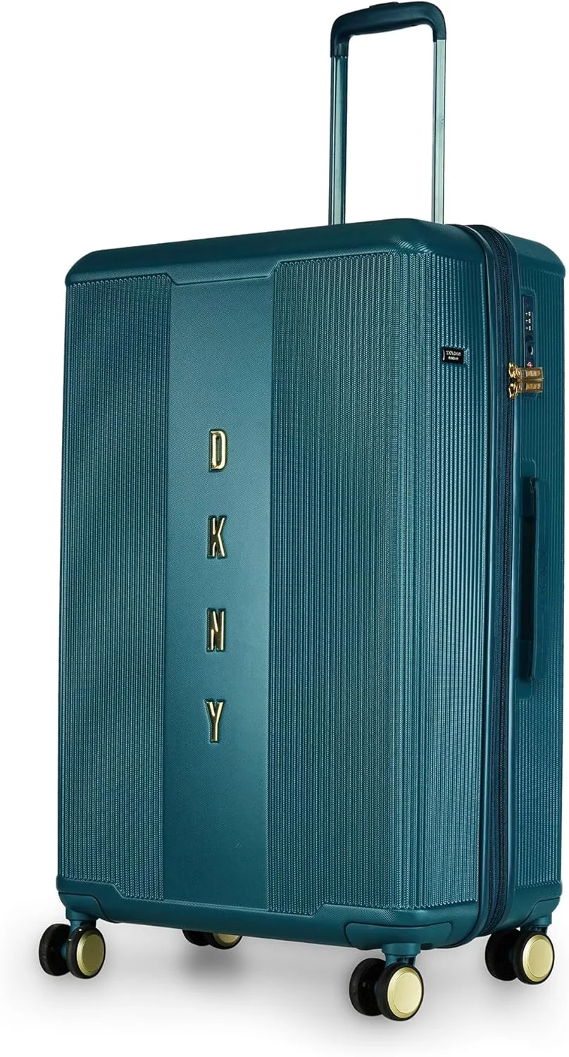 چمدان چرخدار سخت DKNY CENTER STAGE، ABS فوق سبک، 4 چرخ دوبل با قفل TSA (کاجی، بزرگ)