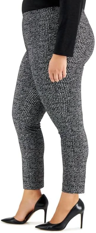 شلوار زنانه سایز بزرگ Anne Klein طرح Glen Plaid با پاچه باریک و قد مچی (مشکی/سفید Anne، سایز 0X) شلوار زنانه سایز بزرگ Anne Klein طرح Glen Plaid با پاچه باریک و قد مچی (مشکی/سفید Anne، سایز 0X)