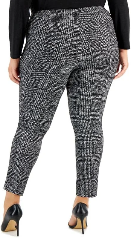شلوار زنانه سایز بزرگ Anne Klein طرح Glen Plaid با پاچه باریک و قد مچی (مشکی/سفید Anne، سایز 0X) شلوار زنانه سایز بزرگ Anne Klein طرح Glen Plaid با پاچه باریک و قد مچی (مشکی/سفید Anne، سایز 0X)