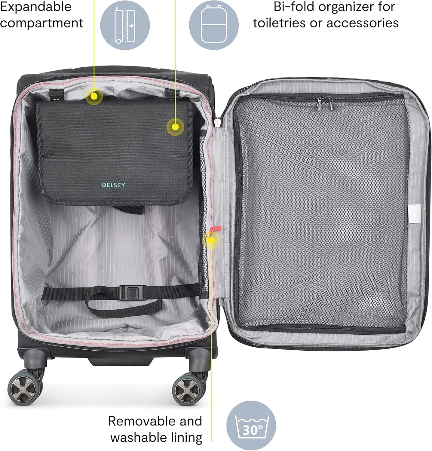 چمدان نرم و جادار DELSEY Paris Helium DLX با چرخ های اسپینر