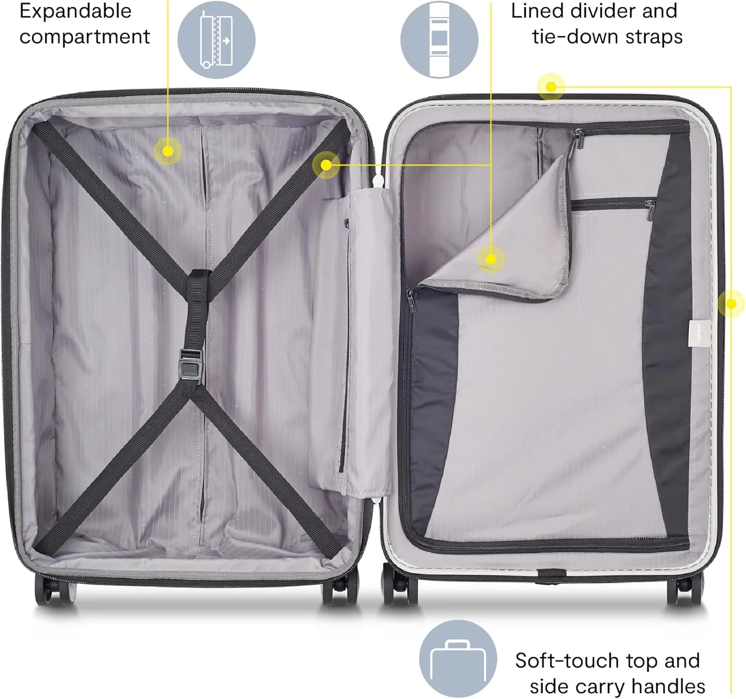 چمدان سخت تیتانیومی گسترش پذیر DELSEY PARIS با چرخ های اسپینر