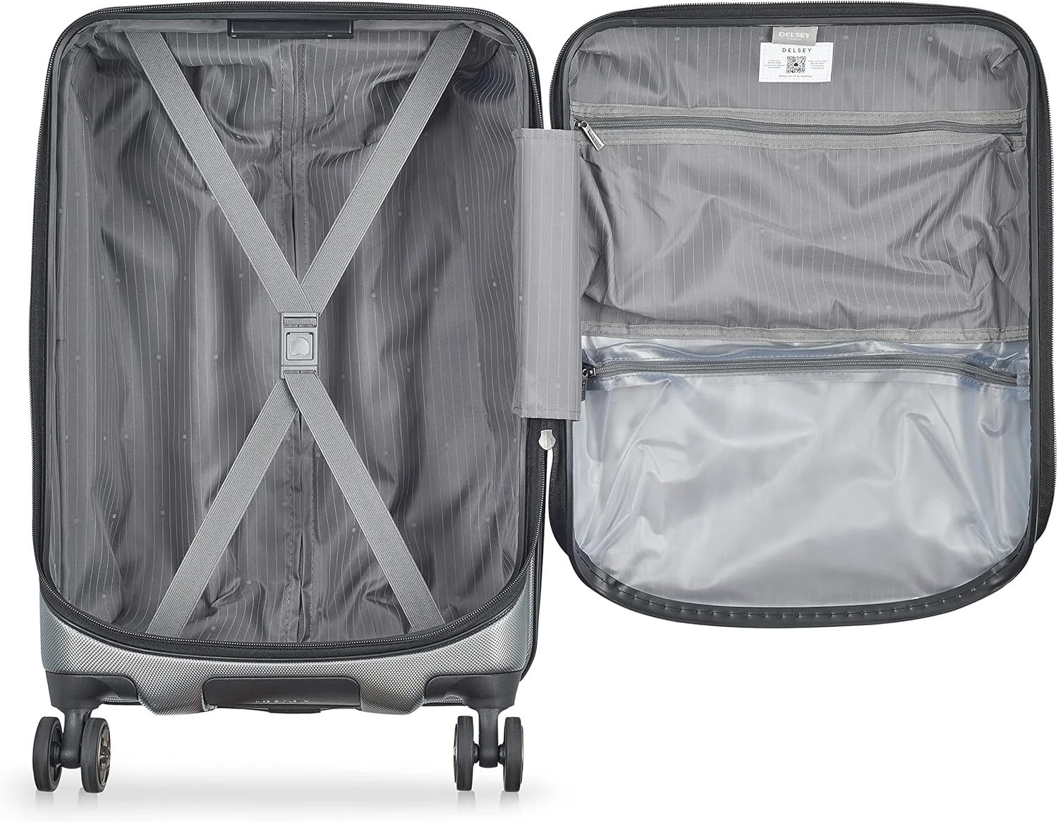 چمدان چرخ‌دار سخت‌بدنه دلسه کروز 58 سانتی‌متری 2.0 با 4 چرخ دوبل پلاتینیوم 00207980511 پلاتینیوم