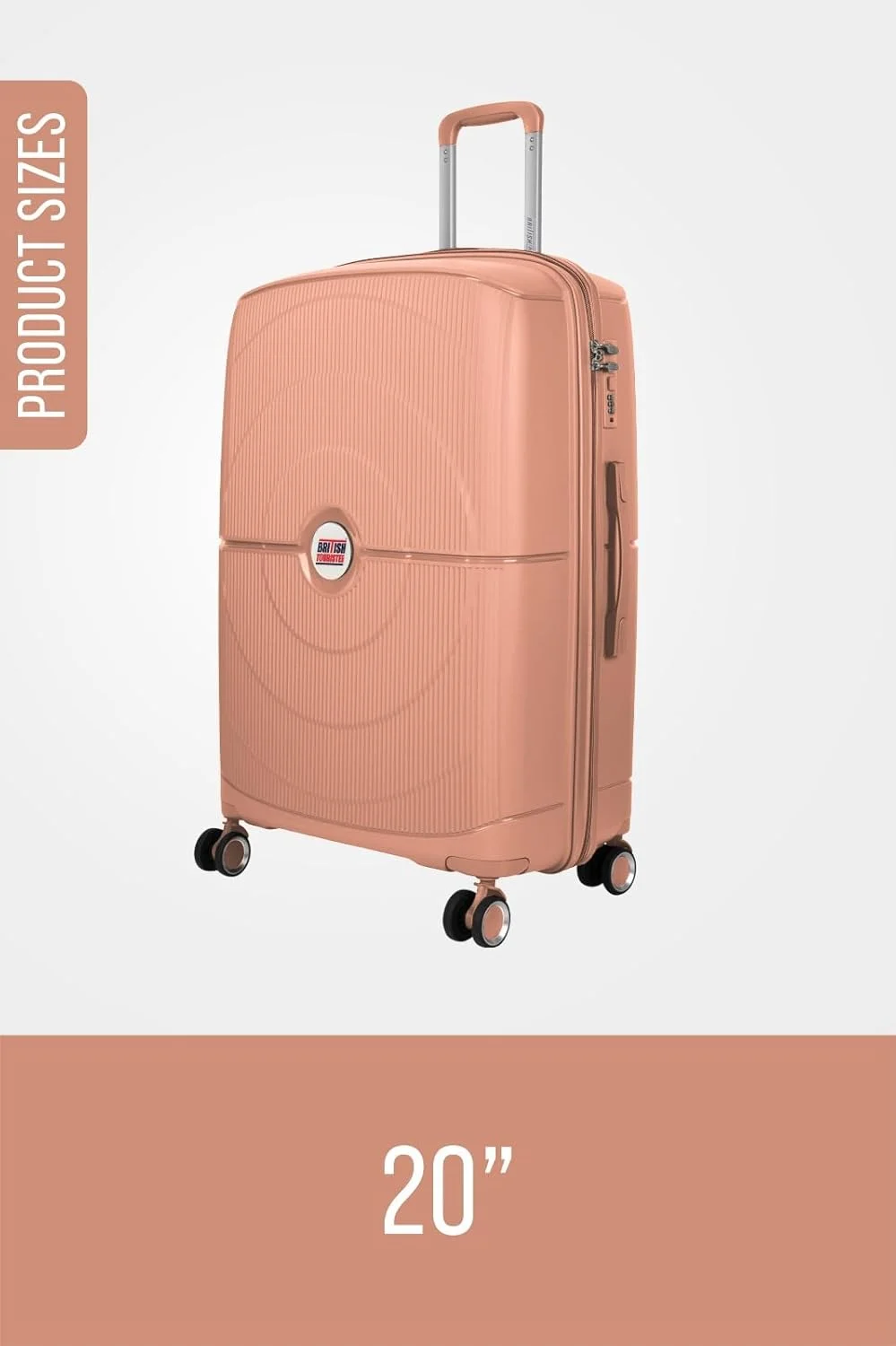 چمدان چرخدار کوچک پلی پروپیلن سایز کابین ۲۰ اینچ شامپاینی چمدان چرخدار کوچک پلی پروپیلن سایز کابین ۲۰ اینچ شامپاینی