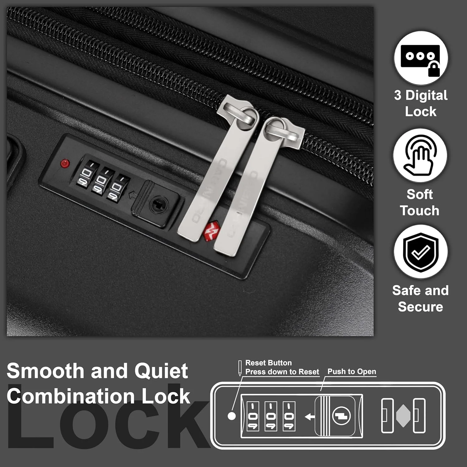 چمدان چرخ‌دار فشن کابین‌پرو مدل CP003، جنس PP، سبک و سخت، با قابلیت افزایش حجم، دارای 4 چرخ دوقلو با چرخش 360 درجه و زیپ دوبل (سایز کابین 20 اینچ، مشکی)