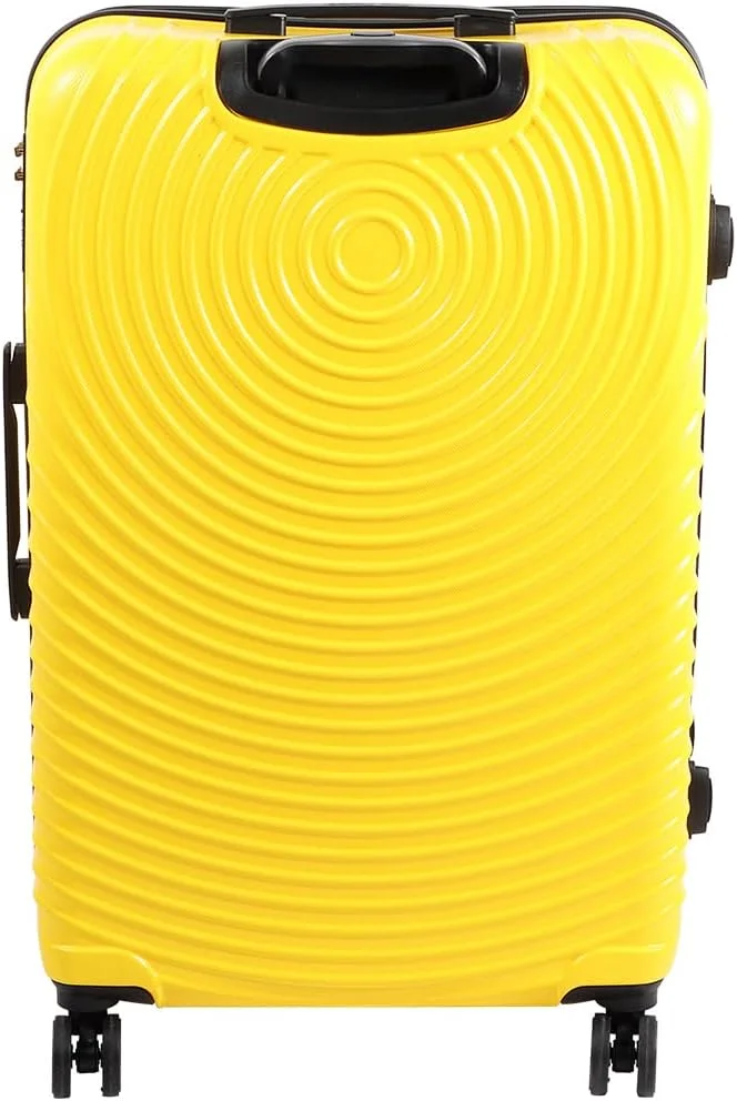چمدان طرح گربه بیگ دیزاین، چمدان سخت با چرخ گردان، چمدان مسافرتی، سیستم قفل، سبک وزن، زرد، بزرگ، 28 اینچ