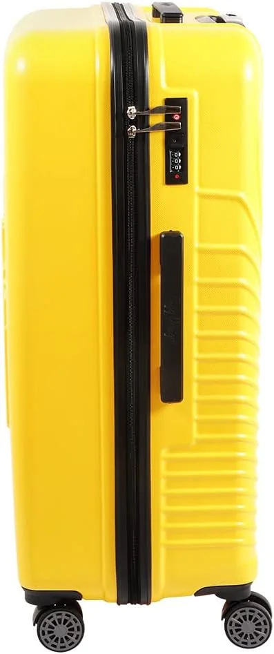 چمدان طرح گربه بیگ دیزاین، چمدان سخت با چرخ گردان، چمدان مسافرتی، سیستم قفل، سبک وزن، زرد، بزرگ، 28 اینچ