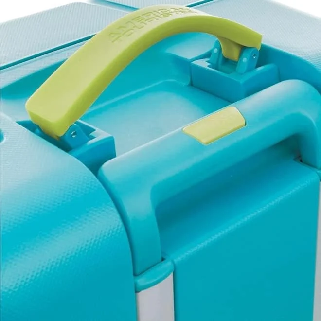 چمدان سایز متوسط سخت امریکن توریستر مدل Trigard، چرخ های اسپینر، (جنس: پلی کربنات)، قفل TSA، قابلیت افزایش حجم، 66 سانتی متر / 26 اینچ، رنگ آبی، 3 سال خدمات بین المللی