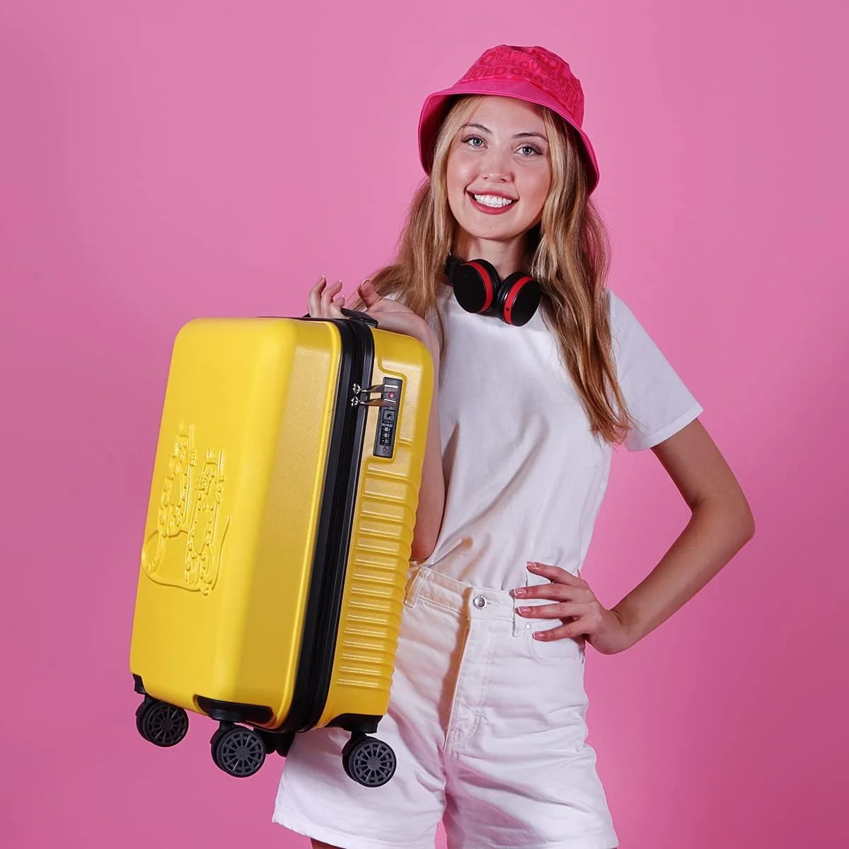 چمدان کابین سایز Biggdesign، چمدان سخت با چرخ های اسپینر، چمدان مسافرتی، سیستم قفل، سبک وزن