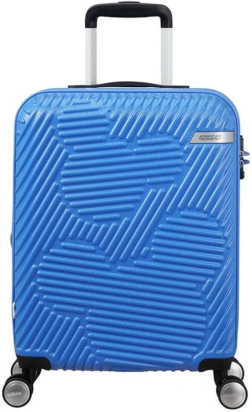 چمدان کابین سایز اسپینر میکی ماوس American Tourister مدل Clouds S با قابلیت افزایش حجم، 55 سانتی متر، 38/45 لیتر، آبی آرام (طرح میکی ماوس)، چمدان کودک