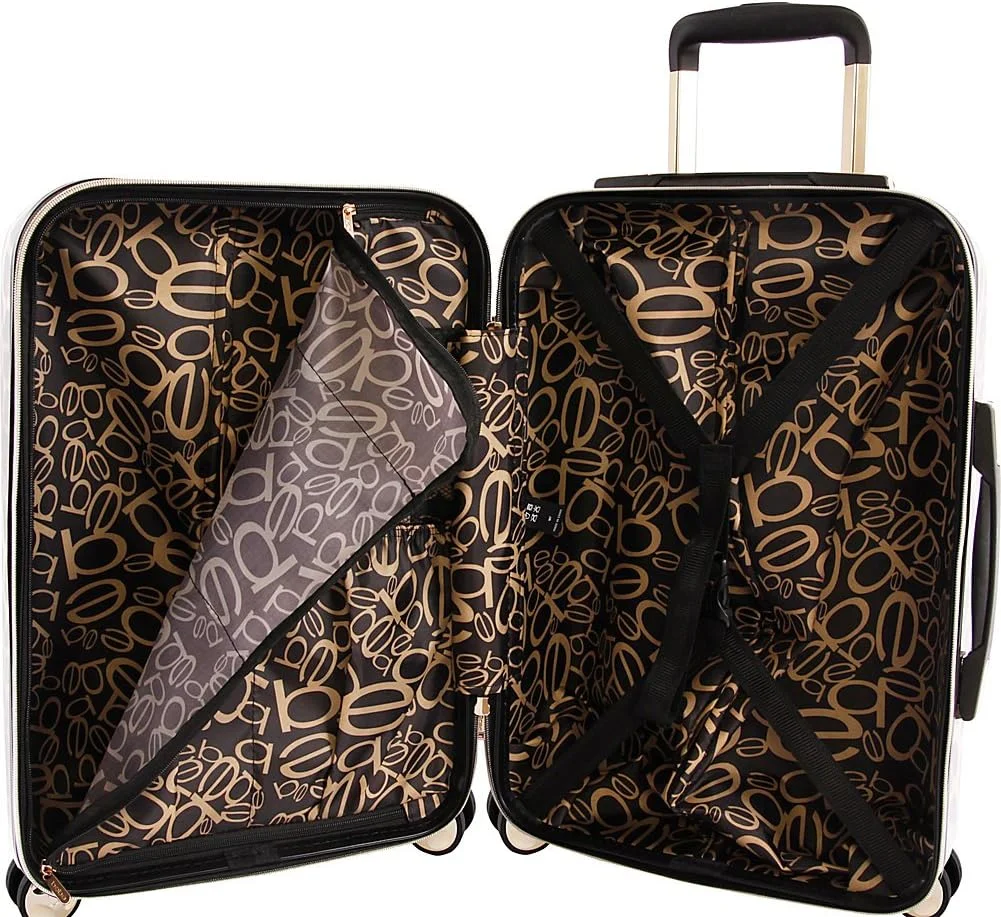 چمدان چرخشی سخت بدنه زنانه BEBE مدل Adriana سایز 21 اینچ، دسته تلسکوپی، طرح پلنگی، تک سایز، چمدان چرخشی سخت بدنه Adriana سایز 21 اینچ