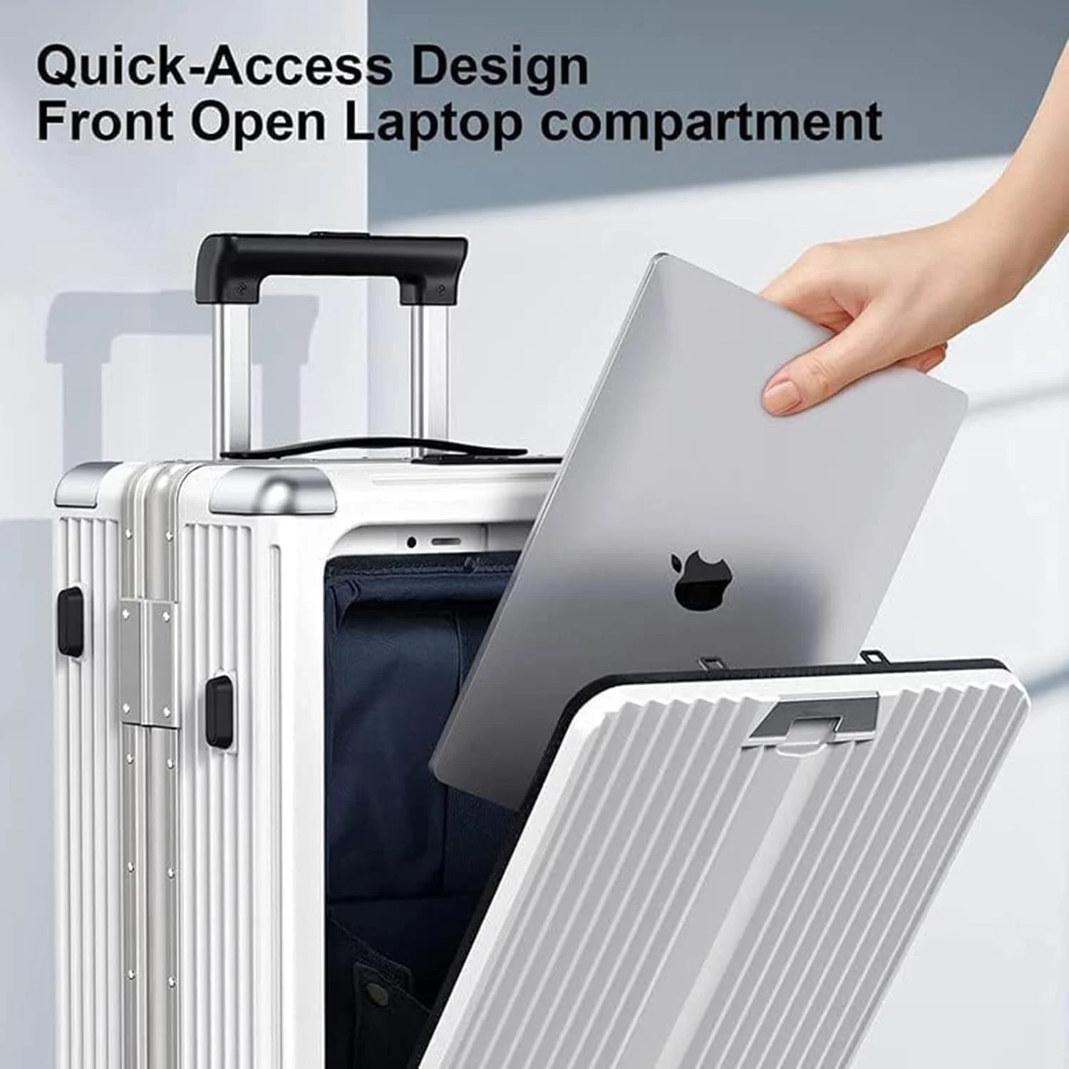 چمدان چرخشی سایز کابین 20 اینچی، چمدان سخت با جیب جلویی برای لپ‌تاپ، کیف مسافرتی سبک وزن کابین با چرخ، ترولی بادوام برای سفرهای کاری و غیررسمی