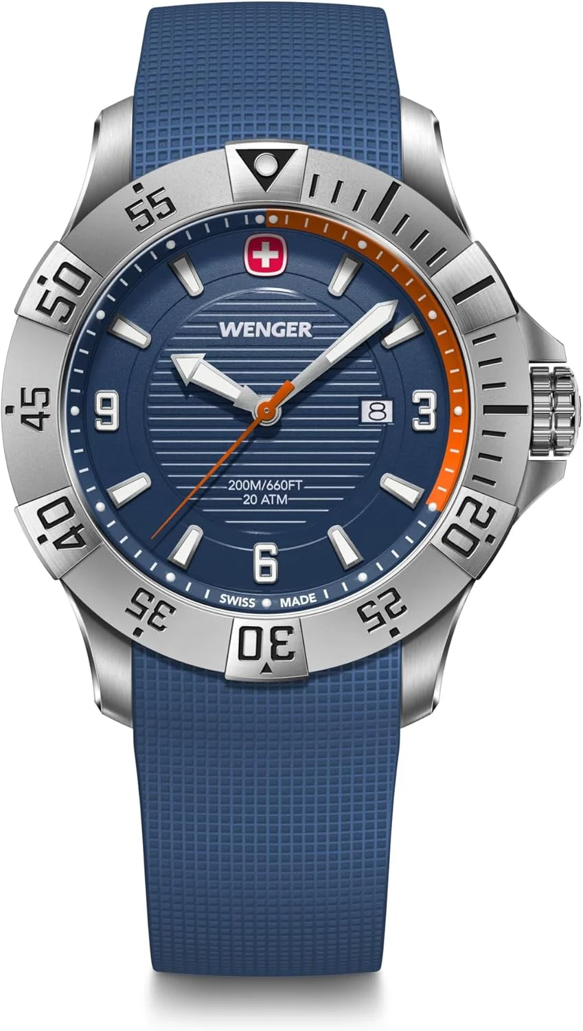 ساعت مچی مردانه WENGER Seaforce، قطر 43 میلی متر، ساخت سوئیس، کوارتز آنالوگ، ضد آب تا 200 متر