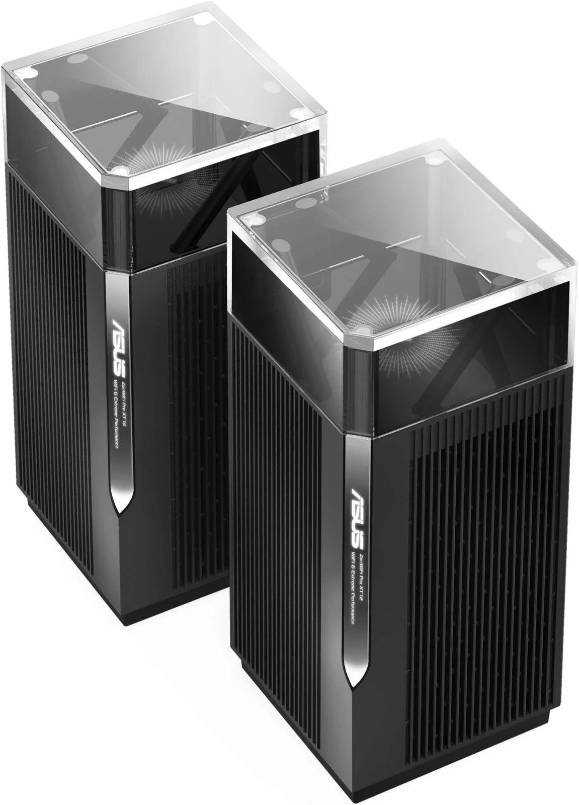 سیستم مش سه بانده بی سیم ASUS ZenWiFi Pro XT12 AX11000 2.5G، سرعت تا 10,756 مگابیت بر ثانیه، Wi-Fi 6، سازگار با Alexa، دارای 2 پورت گیگ اترنت LAN / 1 پورت اترنت WAN، 2 عدد، مشکی | 90IG06U0-MO3A20