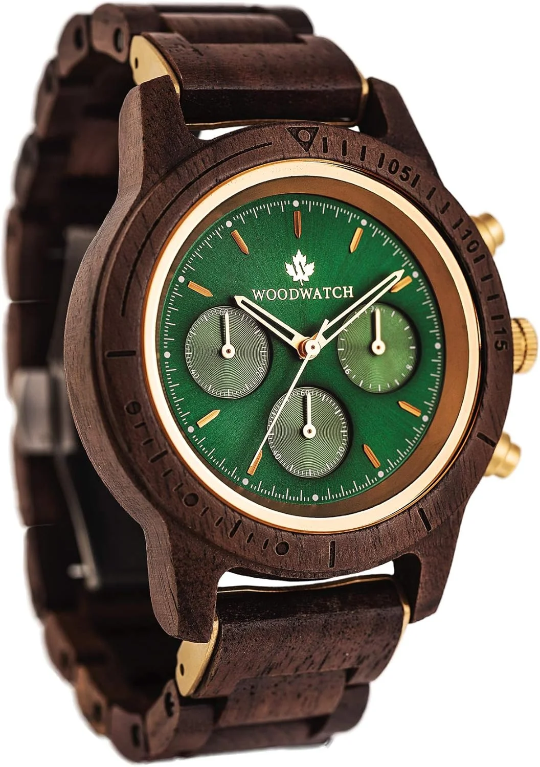 ساعت چوبی WoodWatch Emerald Gold CHRONUS مردانه، کد محصول: WW CS EMD، سبز