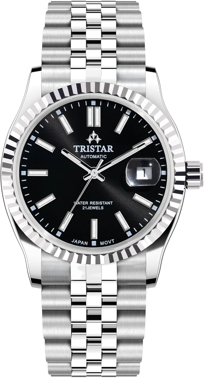ساعت مچی اتوماتیک مردانه سری Tristar RD با صفحه مشکی و بند استیل ضد زنگ