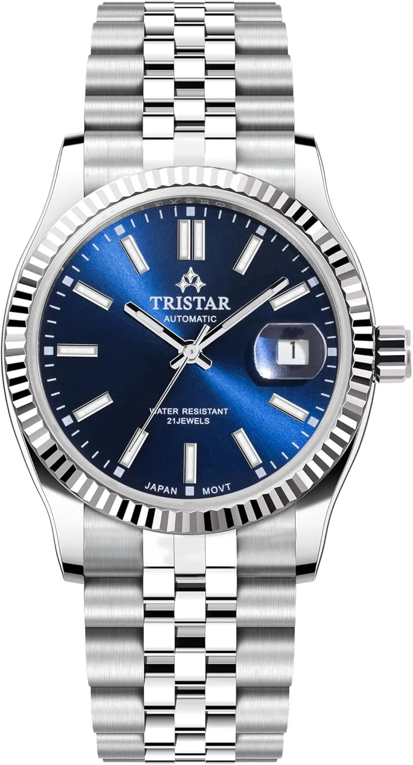 ساعت مچی اتوماتیک مردانه سری Tristar RD با صفحه سرمه ای و بند استیل