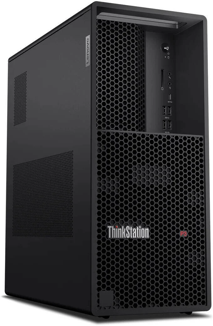 کامپیوتر رومیزی برج Lenovo ThinkStation P3، پردازنده Intel Core i9-14900K، رم 128 گیگابایت، 2 ترابایت SSD + 1 ترابایت SATA HDD، گرافیک Intel UHD 770، کیبورد و ماوس سیمی انگلیسی-عربی، Win11Pro، مشکی | ThinkStation-P3
