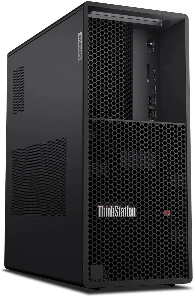 کامپیوتر رومیزی لنوو ThinkStation P3 Tower، پردازنده Intel Core i7-14700، رم 64 گیگابایتی، SSD 2 ترابایتی، گرافیک Intel UHD 770، کیبورد و ماوس سیمی انگلیسی/عربی، ویندوز 11 پرو، مشکی | 30GS00BDAX-64GB