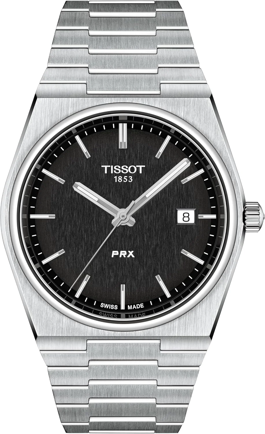 ساعت مچی مردانه تیسوت PRX، بدنه استیل ضد زنگ 316L، صفحه خاکستری مدل T1374101105100
