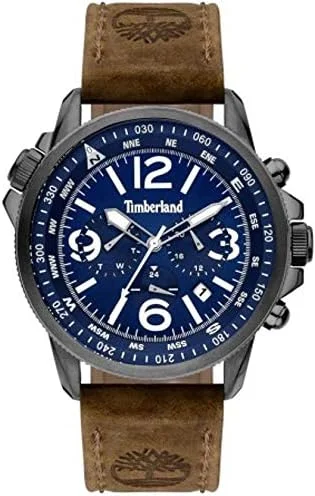ساعت مچی عقربه‌ای مردانه چرمی Timberland TBL.15129JSU/03 Campton II، اندازه قاب 46 میلی‌متر، خاکستری/قهوه‌ای